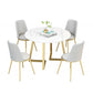 Stone Top Dining Table Contemporary Table with Sled Base in Gold Clearhalo 'Dining Tables & Seating' 'Dining Tables' 'dining_table' 'furn' 'furn_dining_table' 'Furniture' 'furniture_dining_table' 'Kitchen & Dining Furniture' 'kitchen' 'kitchen_dining_table' 1200x1200_f0690ed4-8dd1-4a5d-84a5-85bc1aeeb143