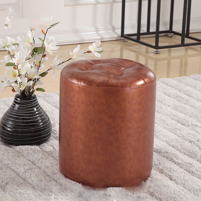 Round Genuine Leather Ottoman Standard Tufted Plain Water Resistant Modern Ottoman Clearhalo 'furn' 'furn_ottomans_poufs' 'Furniture' 'Living Room Furniture' 'Ottomans & Poufs' 'ottomans_poufs' 1200x1200_f06979a1-ba0d-4464-ad56-ca0fc9cb79dc