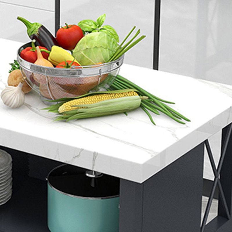 Carro moderno de la cocina de cocina de la isla de cocina de mármol con gabinete de doble cara