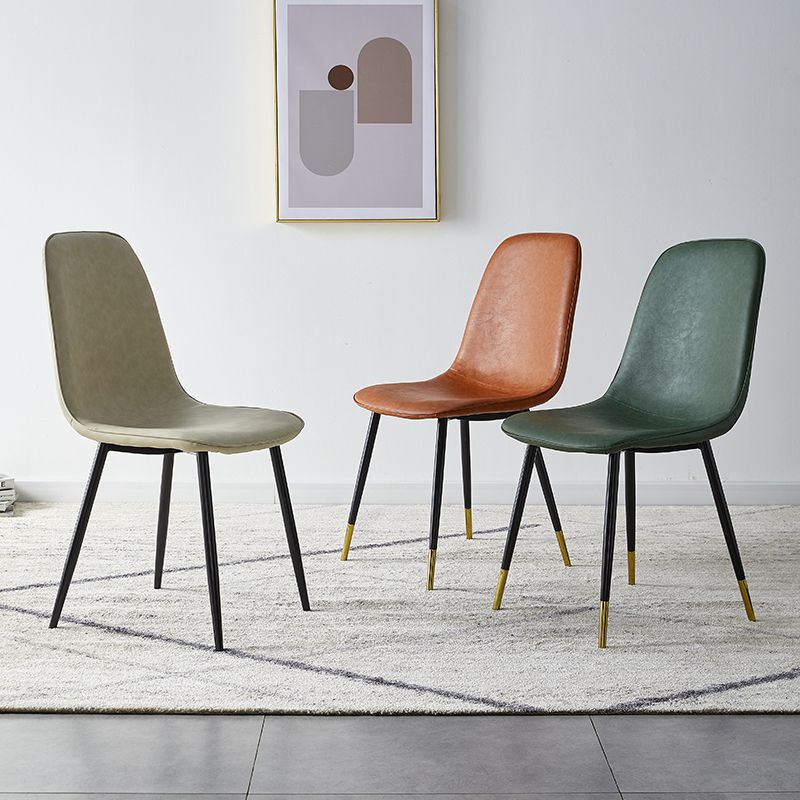 Glam Style Leather Dining Chairs for Kitchen Solid Back Armless Chairs Clearhalo ' kitchen&dining_furn' 'Dining Chairs' 'Dining Tables & Seating' 'dining_chair' 'furn' 'furn_dining_chair' 'Furniture' 'furniture_dining_chair' 'Kitchen & Dining Furniture' 'kitchen' 1200x1200_f069a024-7a02-459d-9519-075ff1f59a93