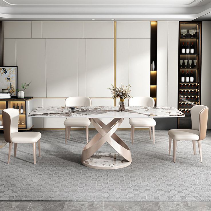 Conjunto de mesa de comedor de piedra sinterizada contemporánea Rectángulo 1/2/5/7 Piezas Juego de comedor