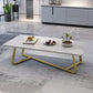 Modern Style Cocktail Table Slate Top Rectangular Coffee Table with Metal Base