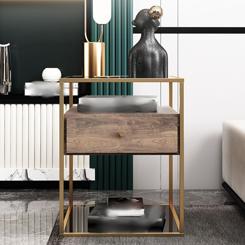 Top in vetro Modern Modern Metal 22 '' alto tavolo da notte aperto 1-drower