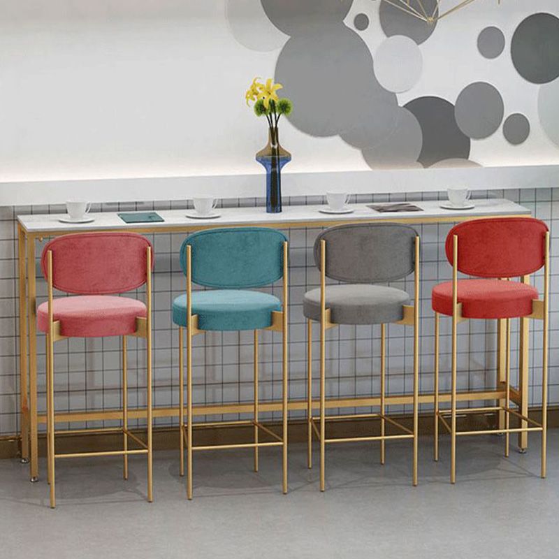 Modern Bar Height Table White Faux Marble Top Bistro Bar Table with Gold Base Clearhalo 'Bar Furniture' 'Bar Tables' 'bar_tables' 'furn' 'furn_bar_tables' 'Furniture' 'Kitchen & Dining Furniture' 1200x1200_f06dd5c4-b7cf-482d-9651-bdb61f953ed6