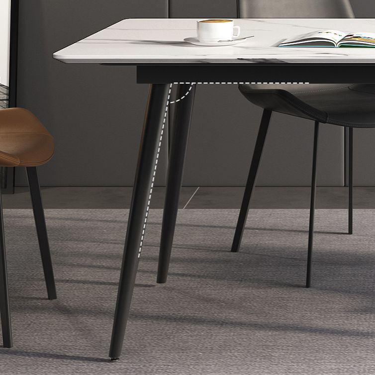 Modern Style Home Sintered Stone Dining Table 4 Legs Rectangular Table in White Clearhalo ' dining_table' 'Dining Tables & Seating' 'Dining Tables' 'furn' 'furn_dining_table' 'Furniture' 'furniture_dining_table' 'Kitchen & Dining Furniture' 'kitchen&dining_furn' 'kitchen' 'kitchen_dining_table' 1200x1200_f06f243a-2674-4466-9103-988aa9c7d9f6