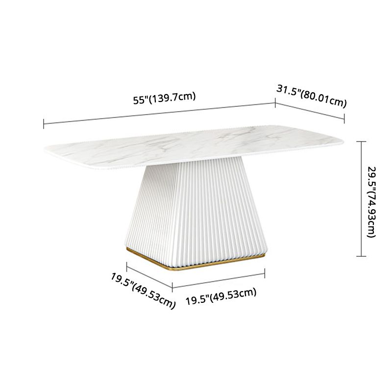 Glam Dining Room Set with¬†Rectangle Sintered Stone Top and Pedestal Base Dining Furniture Clearhalo 'Dining Room Sets' 'Dining Tables & Seating' 'dining_room_set' 'furn' 'furn_dining_room_set' 'Furniture' 'furniture_dining_room_set' 'Kitchen & Dining Furniture' 'kitchen&dining_furn' 'kitchen' 1200x1200_f06fe863-8af4-4fce-b79d-35c12416218e