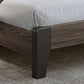 Wood Standard Bed in Gray Panel Bed with Rectangular Headboard