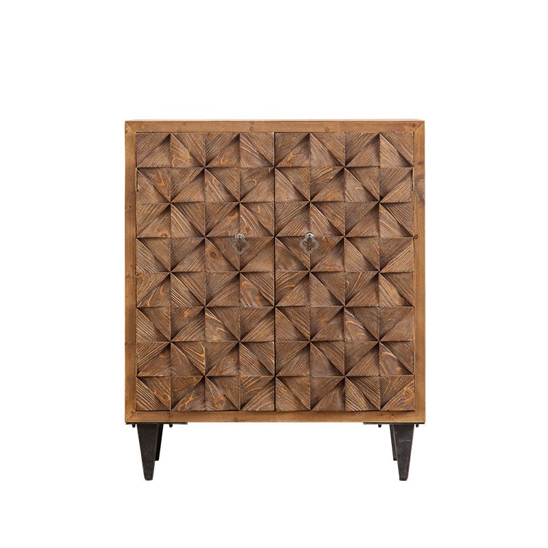 Coffre brun avec tiroirs, armoire rectangulaire en bois en détresse