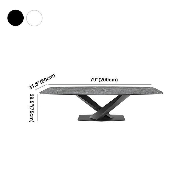 Rectangle Contemporary Dining Room Table Sintered Stone Table with Black Pedestal Base Clearhalo ' dining_table' 'Dining Tables & Seating' 'Dining Tables' 'furn' 'furn_dining_table' 'Furniture' 'furniture_dining_table' 'Kitchen & Dining Furniture' 'kitchen&dining_furn' 'kitchen' 'kitchen_dining_table' 1200x1200_f073a00b-24d2-4699-a4f2-b70b778ee7d7
