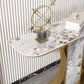 Glam Console Table Half Moon Stone Accent Table for Hall , 12 Inch Wide Clearhalo 'Console Tables' 'console_tables' 'Entry & Mudroom Furniture' 'furn' 'furn_console_tables' 'Furniture' 1200x1200_f0762a66-6df9-4b69-81a2-6e7eb05bff92