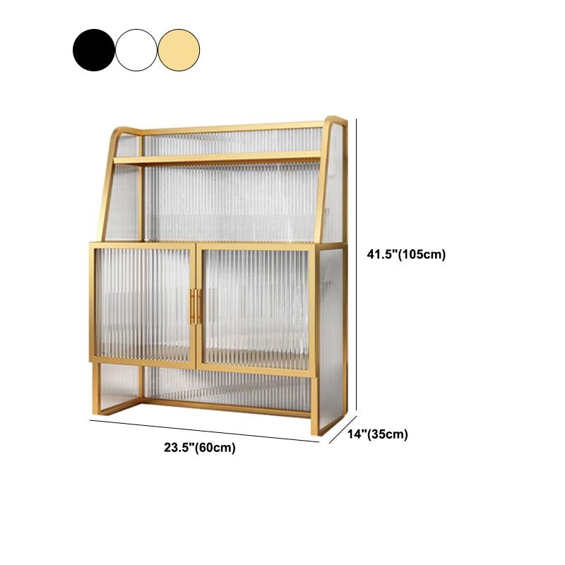 Aparador de metal para la sala de estar servidor de comedor con 2 puertas de vidrio