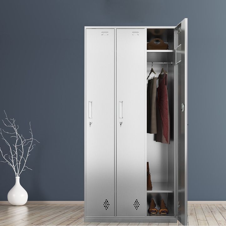 Chrome Metal Storage Cabinet Contemporary Cabinet with Hinged Doors