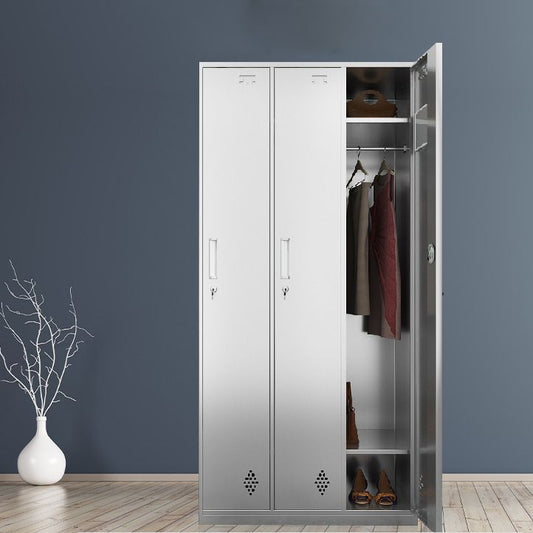 Chrome Metal Storage Cabinet Contemporary Cabinet with Hinged Doors