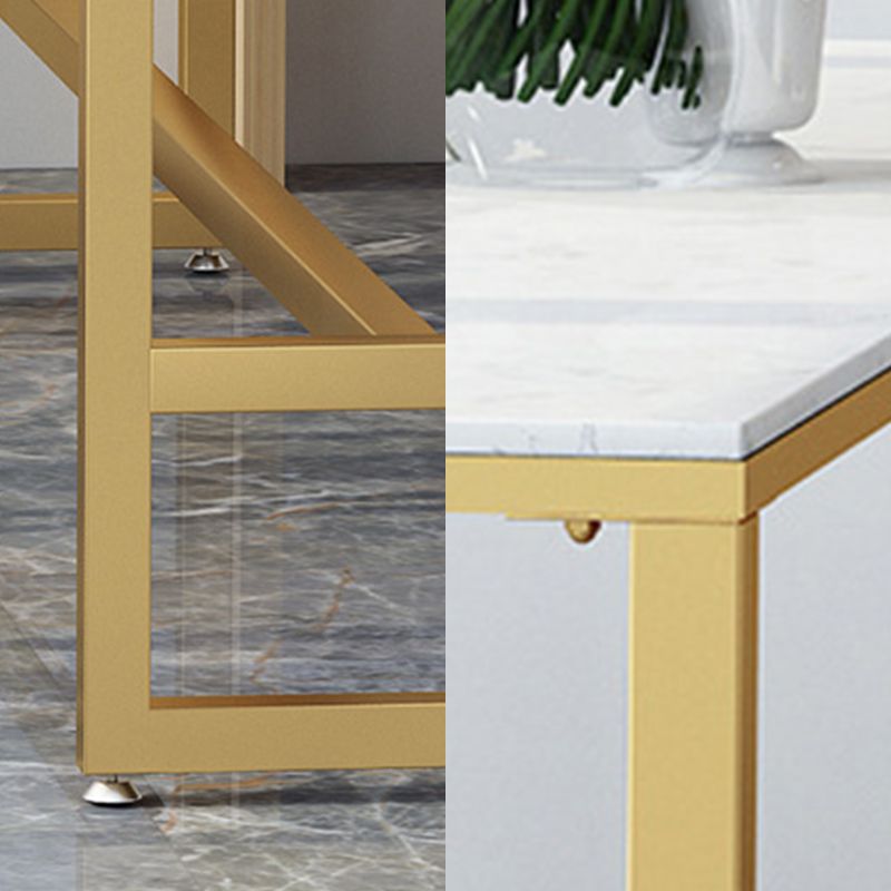 White Glam Style Bar Table in Iron Top and Faux Marble Bar Table, Only Table Clearhalo 'Bar Furniture' 'Bar Tables' 'bar_tables' 'furn' 'furn_bar_tables' 'Furniture' 'furniture_bar_tables' 'Kitchen & Dining Furniture' 1200x1200_f079963d-991d-44c7-8b85-e572f332fbe7