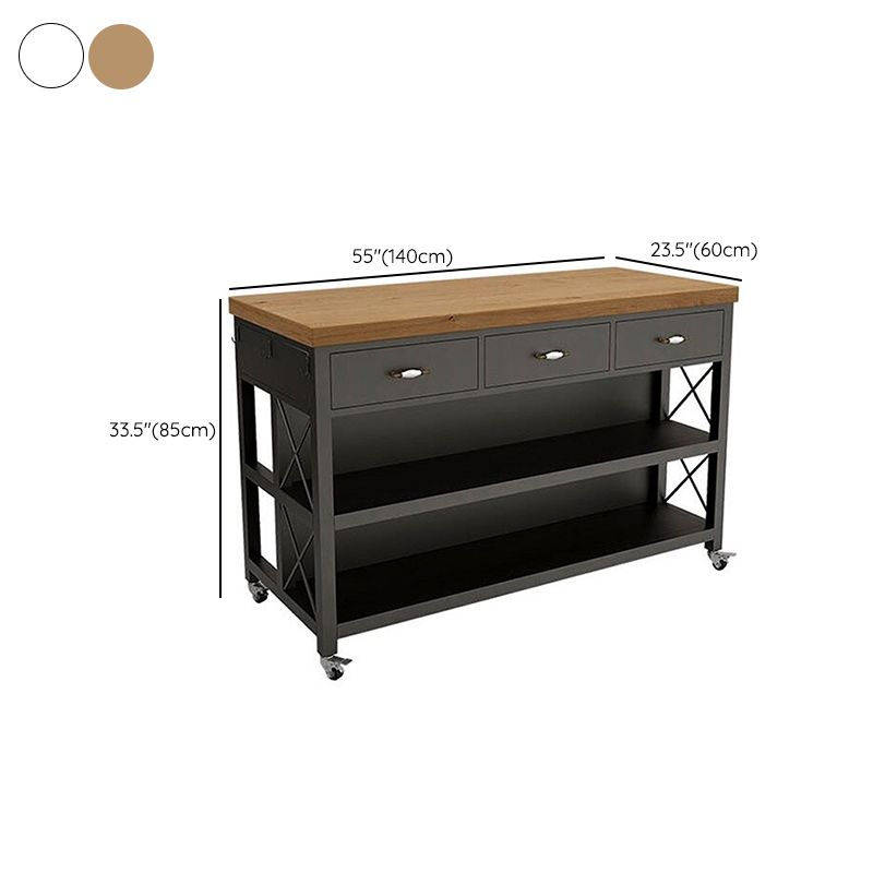 Table de préparation au rectangle avec rangement table d'île moderne pour cuisine