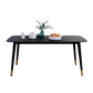 Rectangle Black Base Dining Table Modern Stone 4 Iron Legs Table Clearhalo 'Dining Tables & Seating' 'Dining Tables' 'dining_table' 'furn' 'furn_dining_table' 'Furniture' 'Kitchen & Dining Furniture' 1200x1200_f07c9d01-1292-4b4f-b644-b3d4870a150e