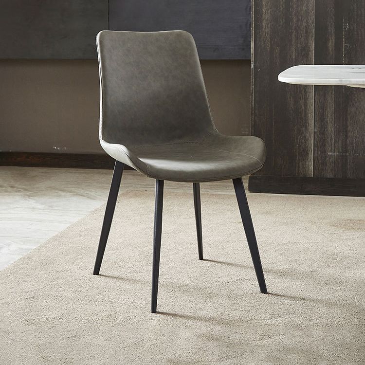 Contemporary Dining Chairs Kitchen Faux Leather Parsons Chair with Carbon Steel Legs Clearhalo ' kitchen&dining_furn' 'Dining Chairs' 'Dining Tables & Seating' 'dining_chair' 'Furniture' 'furniture_dining_chair' 'Kitchen & Dining Furniture' 'kitchen' 1200x1200_f07e0e31-90df-443e-bd76-349b8a35130b