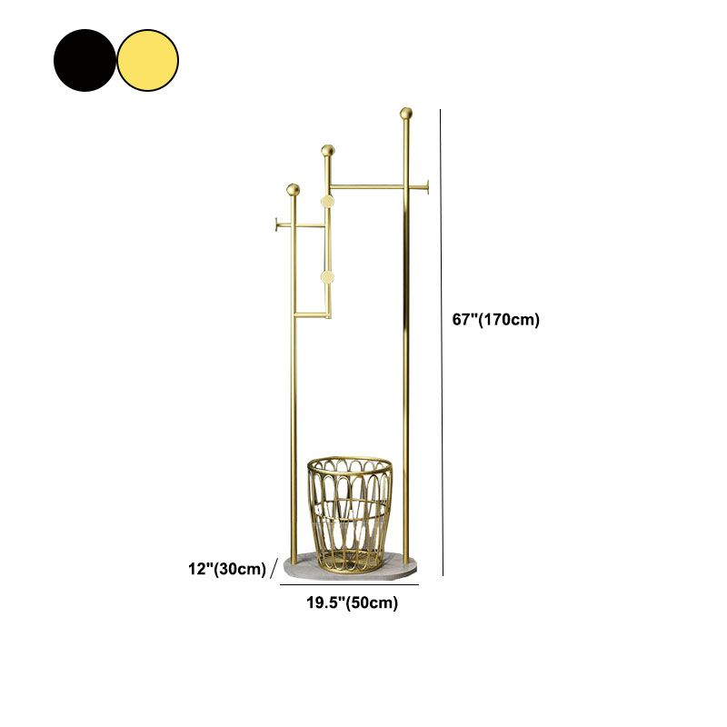 Modern Metal Entryway Kit with 4 Hooks and Basket in Drawing Room Clearhalo 'Entry & Mudroom Furniture' 'furn' 'furn_hall_tree_coat_racks' 'Furniture' 'Hall Trees & Coat Racks' 'hall_tree_coat_racks' 1200x1200_f07e659e-8e93-4f12-999b-edf9f33aad1b