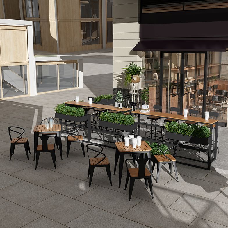 Modern Style Brown Bar Table Pine Wood and Iron Outdoor Bar Table Clearhalo 'Bar Furniture' 'Bar Tables' 'bar_tables' 'furn' 'furn_bar_tables' 'Furniture' 'furniture_bar_tables' 'Kitchen & Dining Furniture' 'kitchen&dining_furn' 'kitchen' 1200x1200_f07ebf77-477d-4d13-9477-8f97c6eb9ca3
