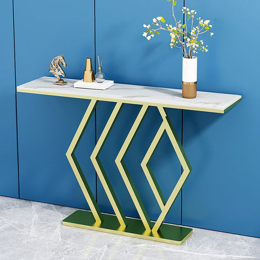31.5-inch Tall Hall Console Table Glam Stone Accent Table with 1 Shelf Clearhalo 'Console Tables' 'console_tables' 'Entry & Mudroom Furniture' 'furn' 'furn_console_tables' 'Furniture' 1200x1200_f07f987d-1c92-4fd9-a29f-306160d8bc53