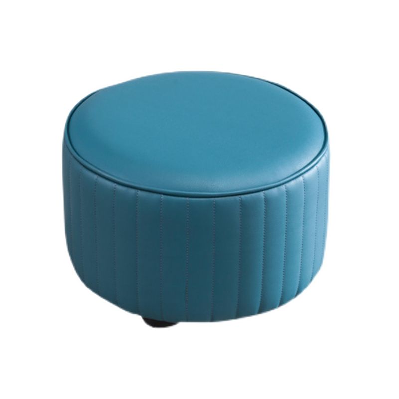 Modern Round Ottoman Solid Color Leather Water Resistant Footstool Ottoman Clearhalo 'furn' 'furn_ottomans_poufs' 'Furniture' 'Living Room Furniture' 'Ottomans & Poufs' 'ottomans_poufs' 1200x1200_f0802445-a7c1-4fe8-b5c6-a55cd2c425a9