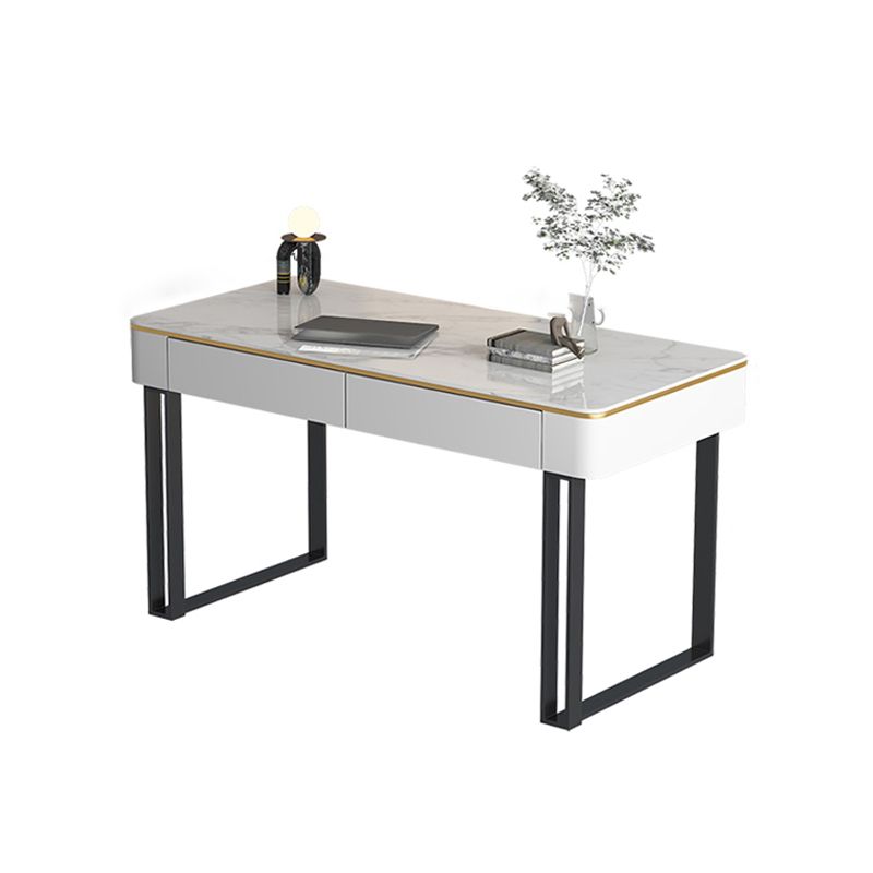 Rectangular Shaped Office Working Table Stone Writing Desk in Gold/Black Clearhalo 'furn' 'furn_office_desk' 'Furniture' 'Office Desks' 'Office Furniture' 'office_desk' 1200x1200_f08320d8-7557-4450-bac0-092c17e71ad8