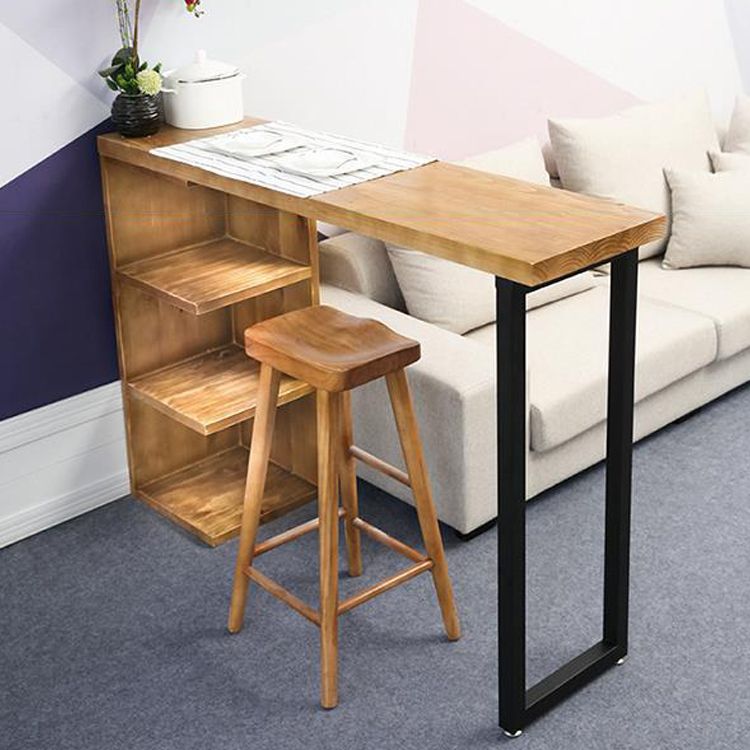 Massief houten cocktailbartafel Industriële bistrobartafel met opbergruimte