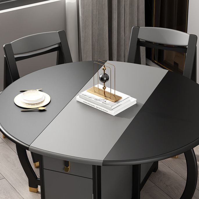 Foldable Rubberwood Dining Table Extendable Round Table with Storage Trestle Base Clearhalo ' dining_table' 'Dining Tables & Seating' 'Dining Tables' 'furn' 'furn_dining_table' 'Furniture' 'furniture_dining_table' 'Kitchen & Dining Furniture' 'kitchen&dining_furn' 'kitchen' 'kitchen_dining_table' 1200x1200_f0848984-2efb-4bbd-9a1c-fb4d14980c23
