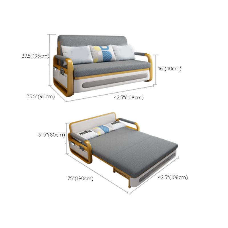 35,43 "divano di divano a pianto in lino grigio largo divano letto con rivestimento con rivestimento