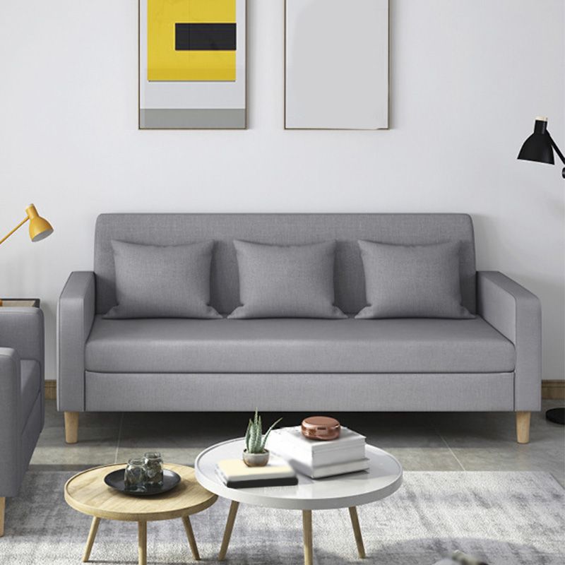 3-Seater Square Arm Sofa Scandinavian 59.06"/70.87" Linen Sofa with Pillows Clearhalo 'furn' 'furn_sofas' 'Furniture' 'furniture_sofas' 'kitchen' 'kitchen_sofas' 'Living Room Furniture' 'Sofa' 'sofas' 1200x1200_f085785f-745a-4966-a5f0-c5995d91a626