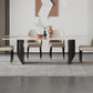 Rectangle Stone Top Dining Table Contemporary Dining Table with Double Pedestal Base Clearhalo 'Dining Tables & Seating' 'Dining Tables' 'dining_table' 'furn' 'furn_dining_table' 'Furniture' 'furniture_dining_table' 'Kitchen & Dining Furniture' 'kitchen' 'kitchen_dining_table' 1200x1200_f0879c3a-4826-47bb-8cc0-7d9076e01b9a