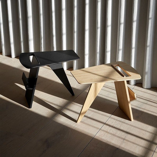 Solid Wood Abstract Side Table Natural/Black 22.44 inch Wide End Table