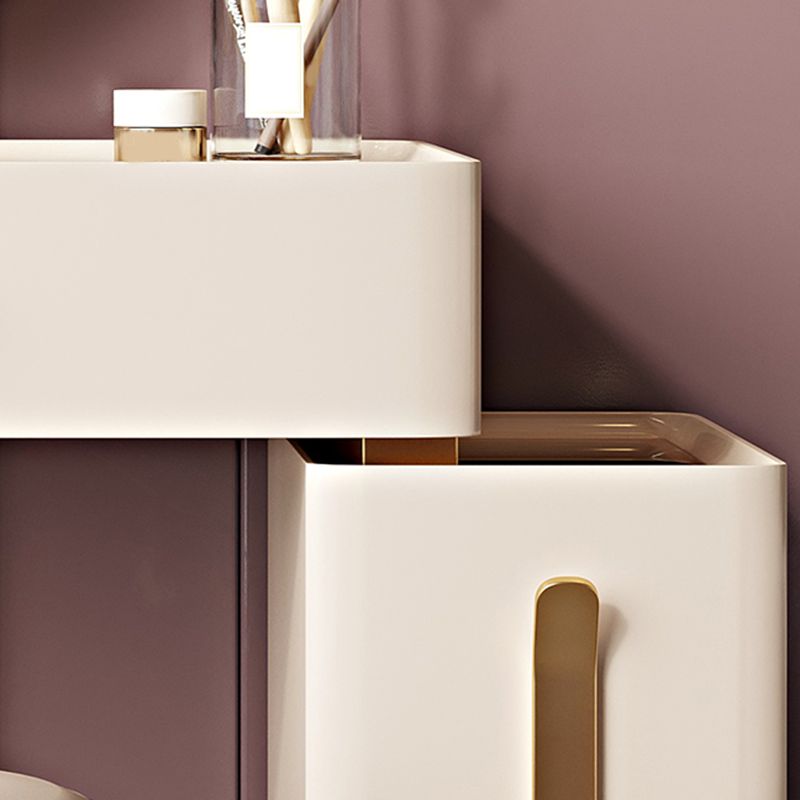 Tavolo da vanità in vetro in legno massiccio set con sgabello e specchio da 25,59 "w a 3-catrawer trucco