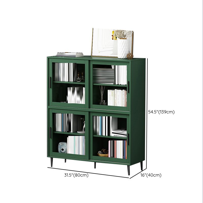 Scandinavian Standard Bookcase Engineered Wood Green Bookshelf with Cabinets Clearhalo 'Bookcases' 'furn' 'furn_bookcases' 'Furniture' 'Office Furniture' 1200x1200_f08cc254-b7ac-4cc2-8b98-c6e283208d72