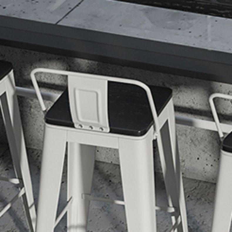 Sgabello da bar da bar senza braccio da bar in metallo moderno con base bianca