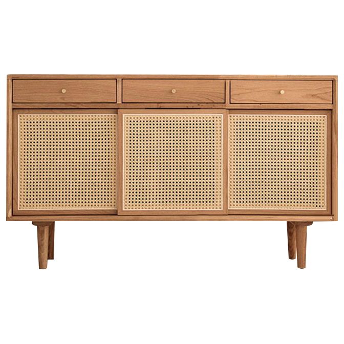 Rattan Doors Cupboard Glam Style Wood Kitchen Sideboard for Dining Room Clearhalo 'buffet_sideboard' 'Buffets & Sideboards' 'furn' 'furn_buffet_sideboard' 'Furniture' 'Kitchen & Dining Furniture' 1200x1200_f0902bee-158a-43d7-8e0e-f1a81c611fe6