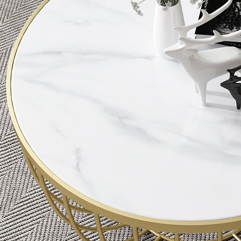 Tavolino da caffè a tamburo a singolo ardesia moderno tavolino rotondo minimalista