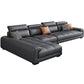 Faux Leather L-Shape Sectional with Adjustable Head Pillow for 4 People