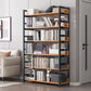 Industrial Vertical Etagere Bookshelf Steel Frame Manufactured Wood Shelf Bookshelf Clearhalo 'Bookcases' 'furn' 'furn_bookcases' 'Furniture' 'furniture_bookcases' 'kitchen' 'kitchen_bookcases' 'Living Room Furniture' 'Office Furniture' 1200x1200_f095404f-115f-4c4b-8c07-9d27a3839736