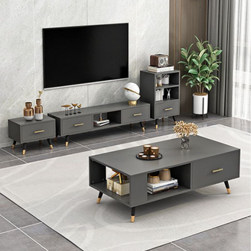 Modern Rectangular Coffee Table with Storage Wooden 4 Legs Cocktail Table Clearhalo 'Coffee & Accent Tables' 'Coffee Tables' 'coffee_tables' 'furn' 'furn_coffee_tables' 'Furniture' 'Living Room Furniture' 1200x1200_f0969dfb-af5a-4f49-805d-fc20c0408e1f