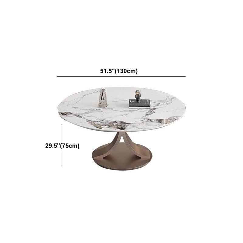 Mesa de comedor de piedra sinterizada redonda muebles modernos con base de acero pedestal