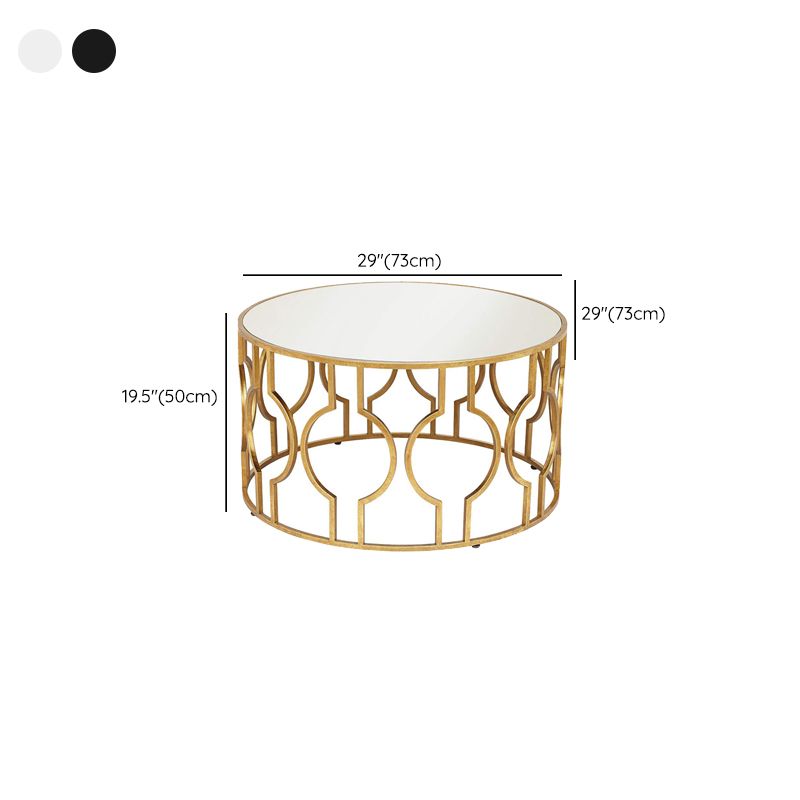Contemporary Round Glass Coffee Table Brass Metal Frame 1 Single Cocktail Table Clearhalo 'Coffee & Accent Tables' 'Coffee Tables' 'coffee_tables' 'furn' 'furn_coffee_tables' 'Furniture' 'Living Room Furniture' 1200x1200_f099be55-1f26-4614-be4a-98564f3e27d3