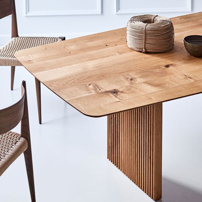 Rectangle Dining Table Modern Oak Solid Wood Double Pedestal Dining Table Clearhalo 'Dining Tables & Seating' 'Dining Tables' 'dining_table' 'furn' 'furn_dining_table' 'Furniture' 'furniture_dining_table' 'Kitchen & Dining Furniture' 1200x1200_f09a8235-b3cc-455c-a668-eaa19aa60907