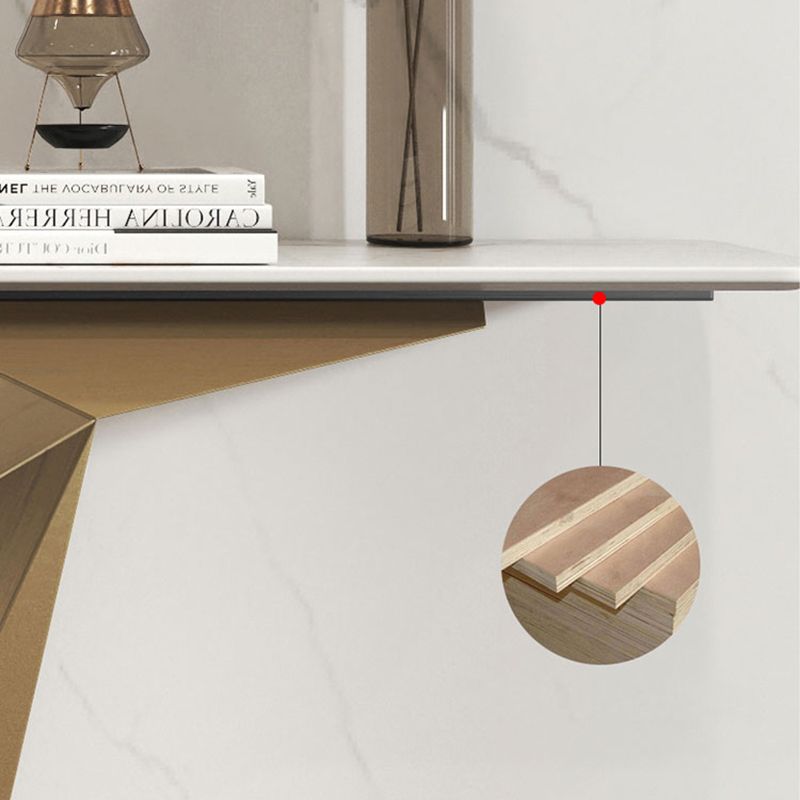 Mesa de acento de consola rectángulo glamoroso con tapa de piedra blanca para Hall
