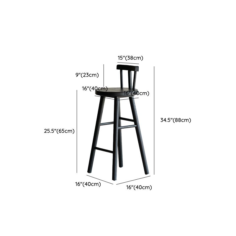 Taburete de bar de estilo moderno, taburete de bar de madera maciza negra para interior