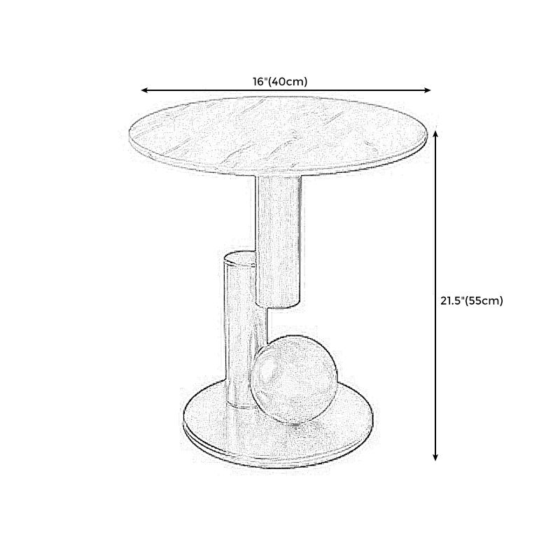 Contemporary Style Round Side Table Novelty End Table with Metal Base Clearhalo 'Coffee & Accent Tables' 'End & Side Tables' 'end_side_table' 'end_side_tables' 'furn' 'furn_end_side_tables' 'Furniture' 'furniture_end_side_table' 'Living Room Furniture' 1200x1200_f09d16cc-56d3-4295-885c-8bb1e1347e39