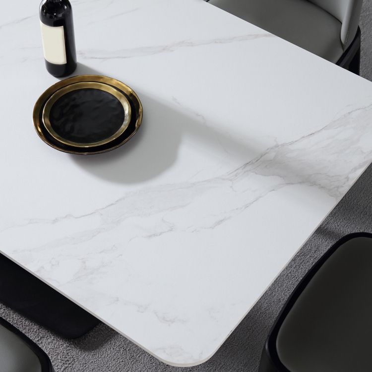 White Stone Top Dinette Set 1/4/5 Pieces Modern Indoor Dining Table Set Clearhalo 'Dining Room Sets' 'Dining Tables & Seating' 'dining_room_set' 'furn' 'furn_dining_room_set' 'Furniture' 'Kitchen & Dining Furniture' 1200x1200_f09ee3e6-9f46-48b3-83ba-480a1337e2ab