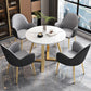 Set di mobili in pietra glam di 5 tavolo da dinette a forma rotonda con sedia imbottita