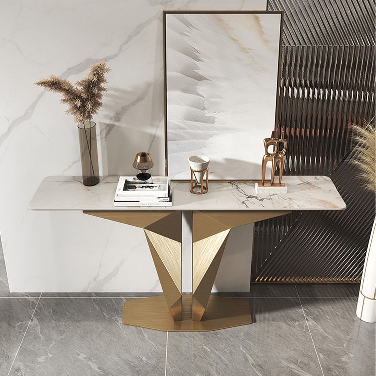 Mesa de consola de piedra mesa de acento rectangular moderno, 33.46 "de alto