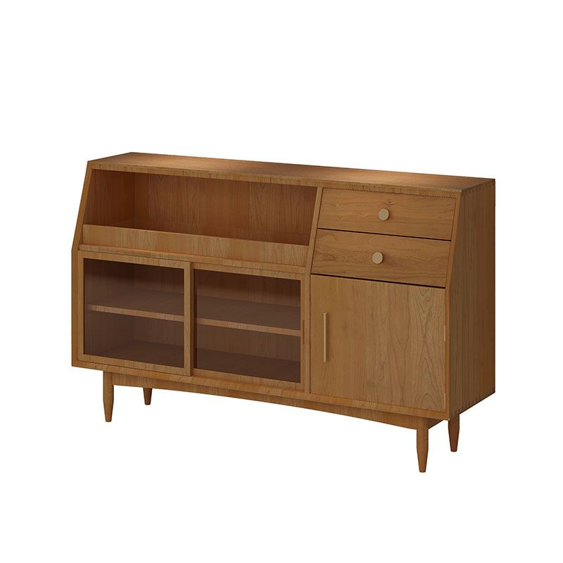 Mesa de buffet de madera sólida glamorosa puertas de vidrio corredizo con 2 puertas